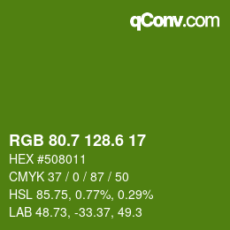 カラーコード: RGB 80.7 128.6 17 | qconv.com