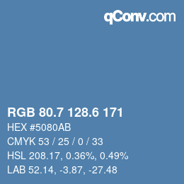 カラーコード: RGB 80.7 128.6 171 | qconv.com