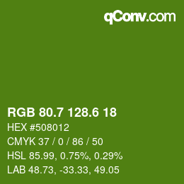カラーコード: RGB 80.7 128.6 18 | qconv.com