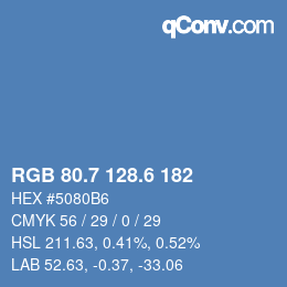 カラーコード: RGB 80.7 128.6 182 | qconv.com