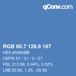 カラーコード: RGB 80.7 128.6 187 | qconv.com