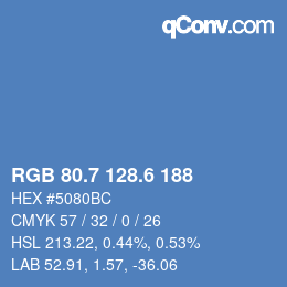カラーコード: RGB 80.7 128.6 188 | qconv.com