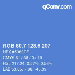 カラーコード: RGB 80.7 128.6 207 | qconv.com