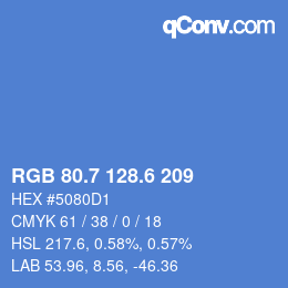 カラーコード: RGB 80.7 128.6 209 | qconv.com
