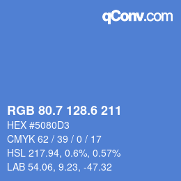 カラーコード: RGB 80.7 128.6 211 | qconv.com