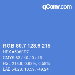 カラーコード: RGB 80.7 128.6 215 | qconv.com