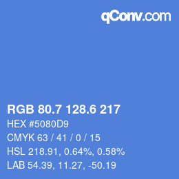 カラーコード: RGB 80.7 128.6 217 | qconv.com