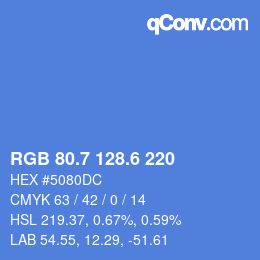 カラーコード: RGB 80.7 128.6 220 | qconv.com