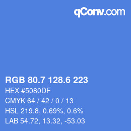 カラーコード: RGB 80.7 128.6 223 | qconv.com