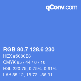 カラーコード: RGB 80.7 128.6 230 | qconv.com