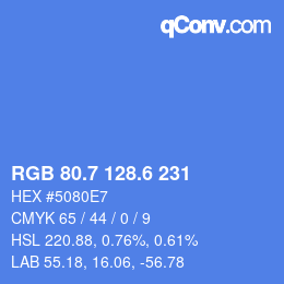 カラーコード: RGB 80.7 128.6 231 | qconv.com