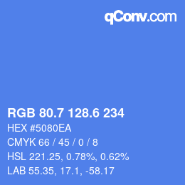 カラーコード: RGB 80.7 128.6 234 | qconv.com