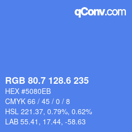 カラーコード: RGB 80.7 128.6 235 | qconv.com