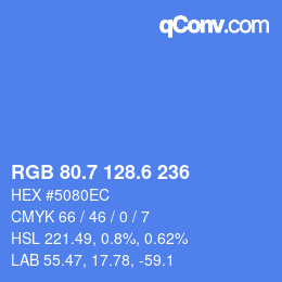カラーコード: RGB 80.7 128.6 236 | qconv.com