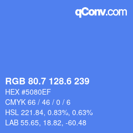 カラーコード: RGB 80.7 128.6 239 | qconv.com