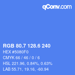カラーコード: RGB 80.7 128.6 240 | qconv.com