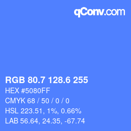 カラーコード: RGB 80.7 128.6 255 | qconv.com