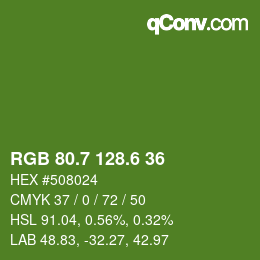 カラーコード: RGB 80.7 128.6 36 | qconv.com