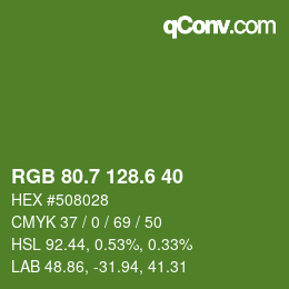 カラーコード: RGB 80.7 128.6 40 | qconv.com