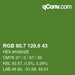 カラーコード: RGB 80.7 128.6 43 | qconv.com