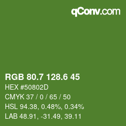 カラーコード: RGB 80.7 128.6 45 | qconv.com