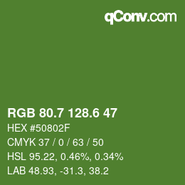 カラーコード: RGB 80.7 128.6 47 | qconv.com