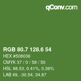 カラーコード: RGB 80.7 128.6 54 | qconv.com