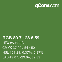 カラーコード: RGB 80.7 128.6 59 | qconv.com