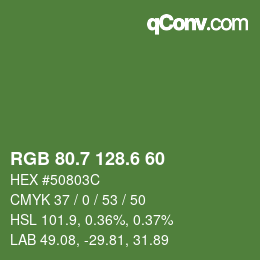 カラーコード: RGB 80.7 128.6 60 | qconv.com