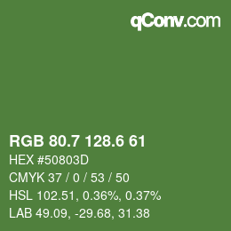 カラーコード: RGB 80.7 128.6 61 | qconv.com
