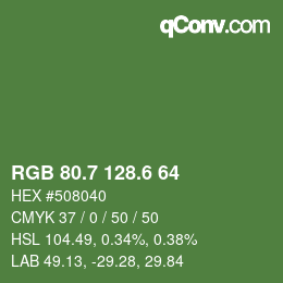カラーコード: RGB 80.7 128.6 64 | qconv.com