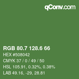 カラーコード: RGB 80.7 128.6 66 | qconv.com
