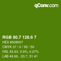 カラーコード: RGB 80.7 128.6 7 | qconv.com