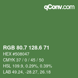 カラーコード: RGB 80.7 128.6 71 | qconv.com