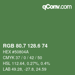 カラーコード: RGB 80.7 128.6 74 | qconv.com