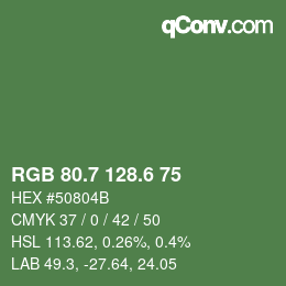 カラーコード: RGB 80.7 128.6 75 | qconv.com