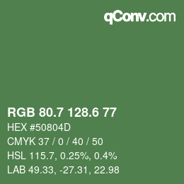 カラーコード: RGB 80.7 128.6 77 | qconv.com