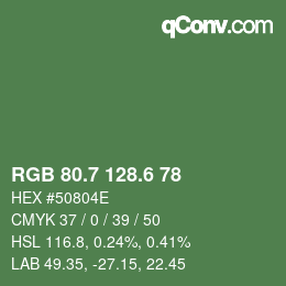 カラーコード: RGB 80.7 128.6 78 | qconv.com