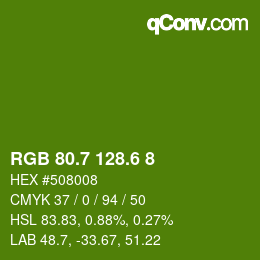 カラーコード: RGB 80.7 128.6 8 | qconv.com
