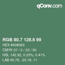 カラーコード: RGB 80.7 128.6 99 | qconv.com