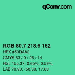 カラーコード: RGB 80.7 218.6 162 | qconv.com