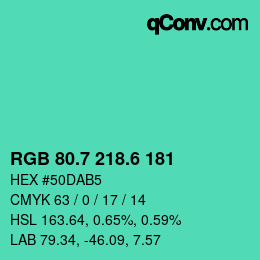 カラーコード: RGB 80.7 218.6 181 | qconv.com