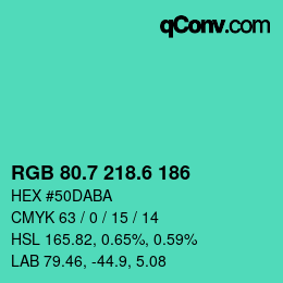 カラーコード: RGB 80.7 218.6 186 | qconv.com