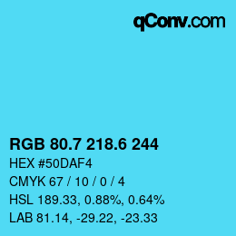 カラーコード: RGB 80.7 218.6 244 | qconv.com
