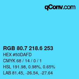 カラーコード: RGB 80.7 218.6 253 | qconv.com