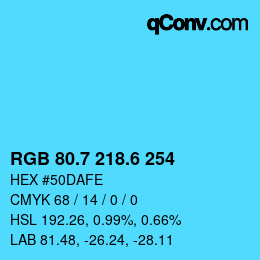 カラーコード: RGB 80.7 218.6 254 | qconv.com