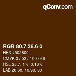 カラーコード: RGB 80.7 38.6 0 | qconv.com