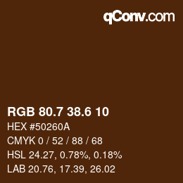 カラーコード: RGB 80.7 38.6 10 | qconv.com