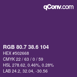 カラーコード: RGB 80.7 38.6 104 | qconv.com