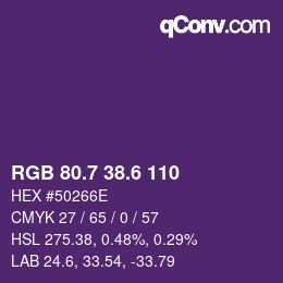 カラーコード: RGB 80.7 38.6 110 | qconv.com